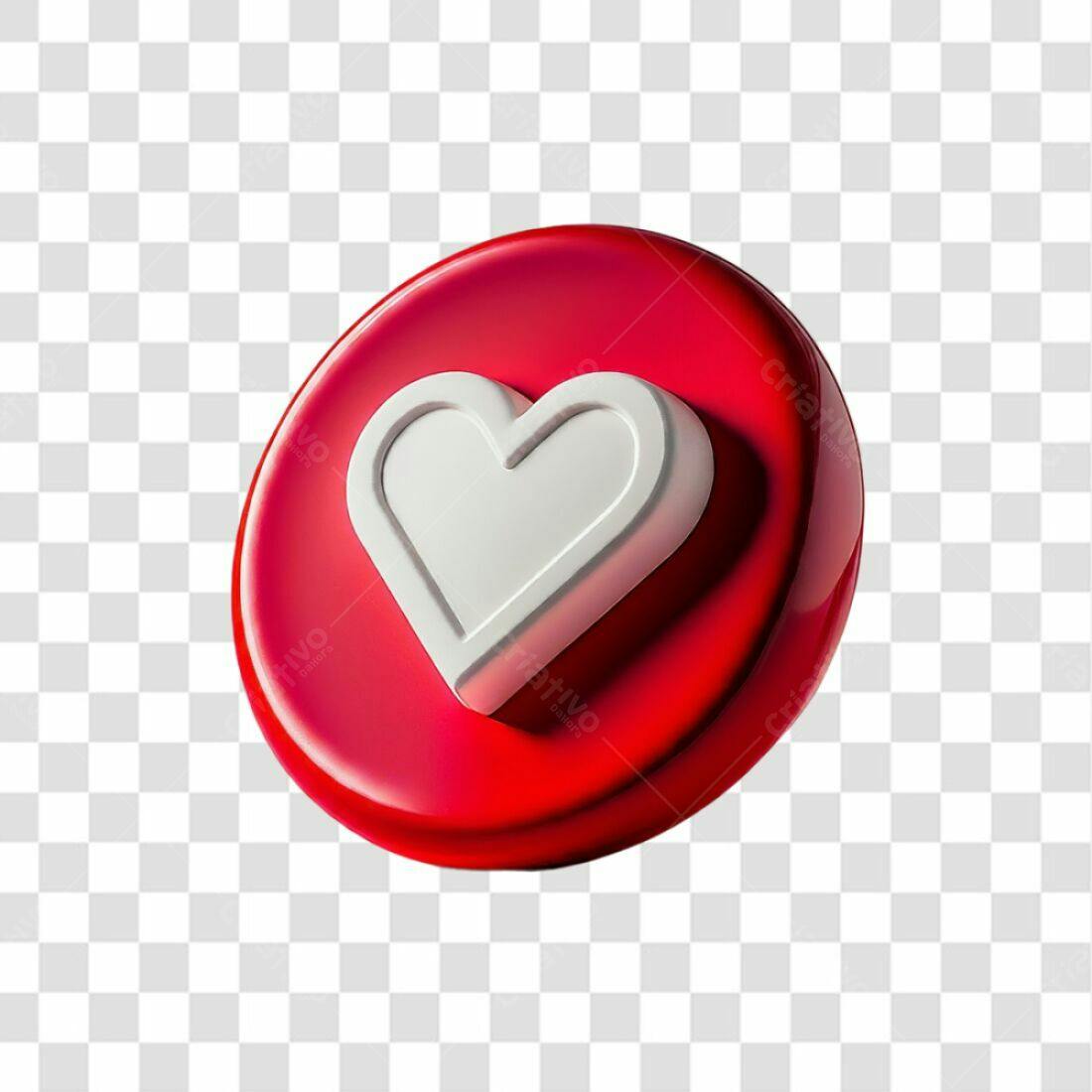 Ícone Coração Vermelho e Branco PNG com fundo transparente