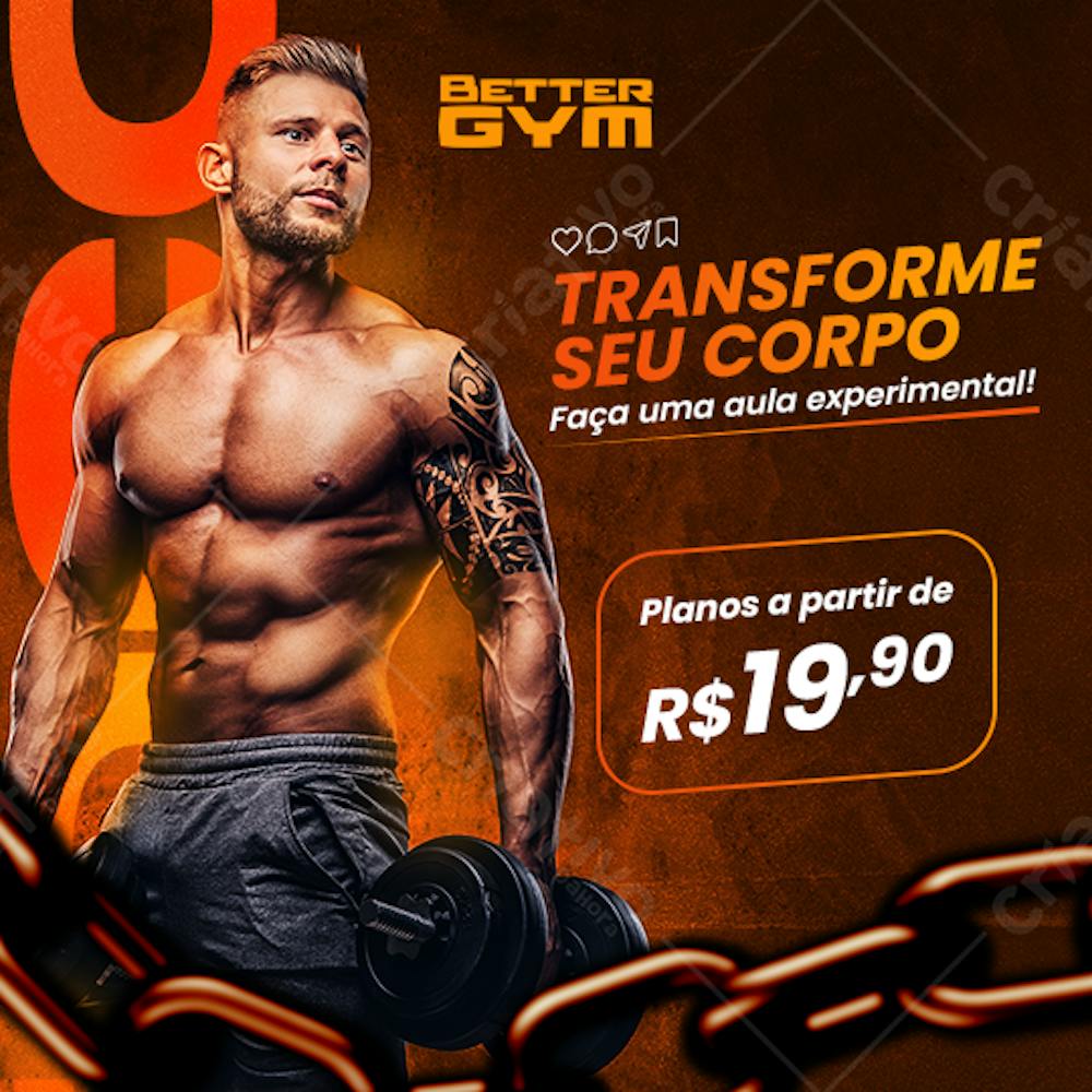 Social Media Academia  Gym  Treino  Psd Editável