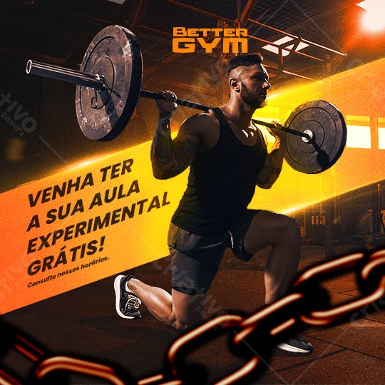 Flyer Academia Aula Experimental Grátis PSD Editável