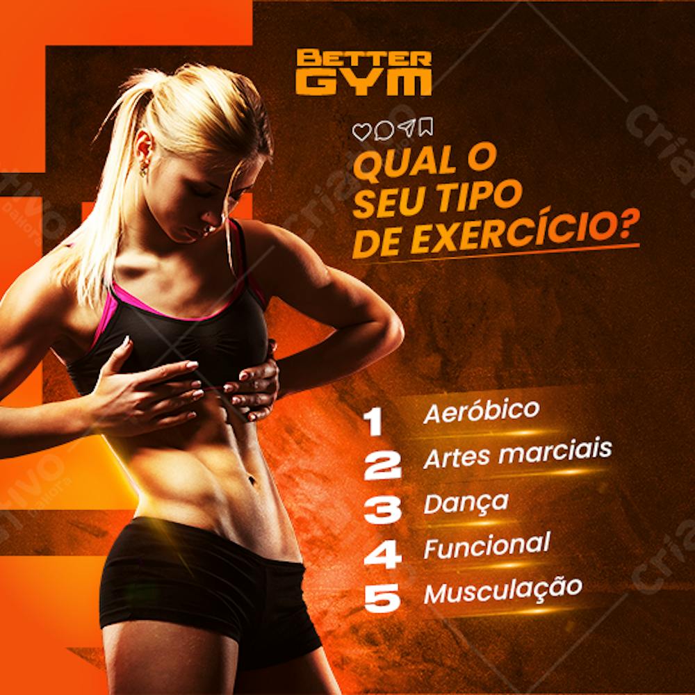 Social Media Academia  Gym  Treino  Psd Editável