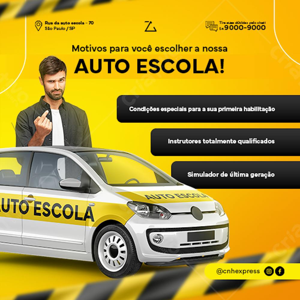 Autoescola cnh Habilitação Psd Editável 