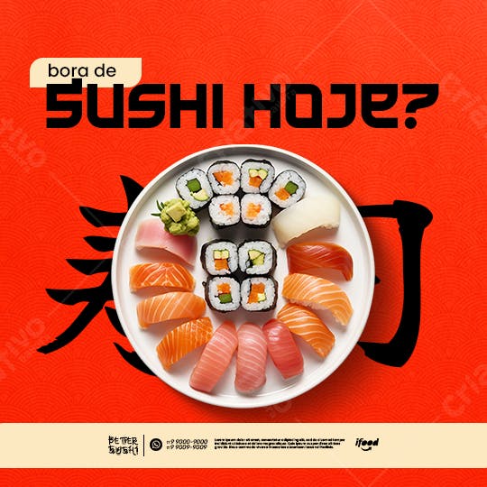 Flyer para Promoção de Sushi PSD Editável