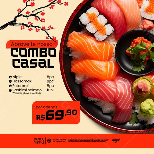 Flyer Combo Casal de Sushi PSD Editável