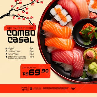 Social media sushi comida japonesa psd editável
