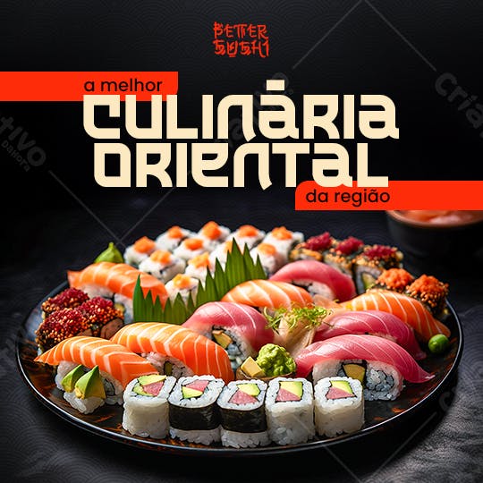 Flyer para Restaurante de Sushi PSD Editável