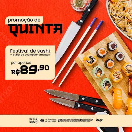 Flyer para Promoção de Quinta - Festival de Sushi PSD Editável
