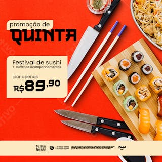 Social media sushi comida japonesa psd editável