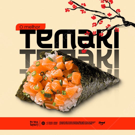 Flyer Temaki de Salmão PSD Editável