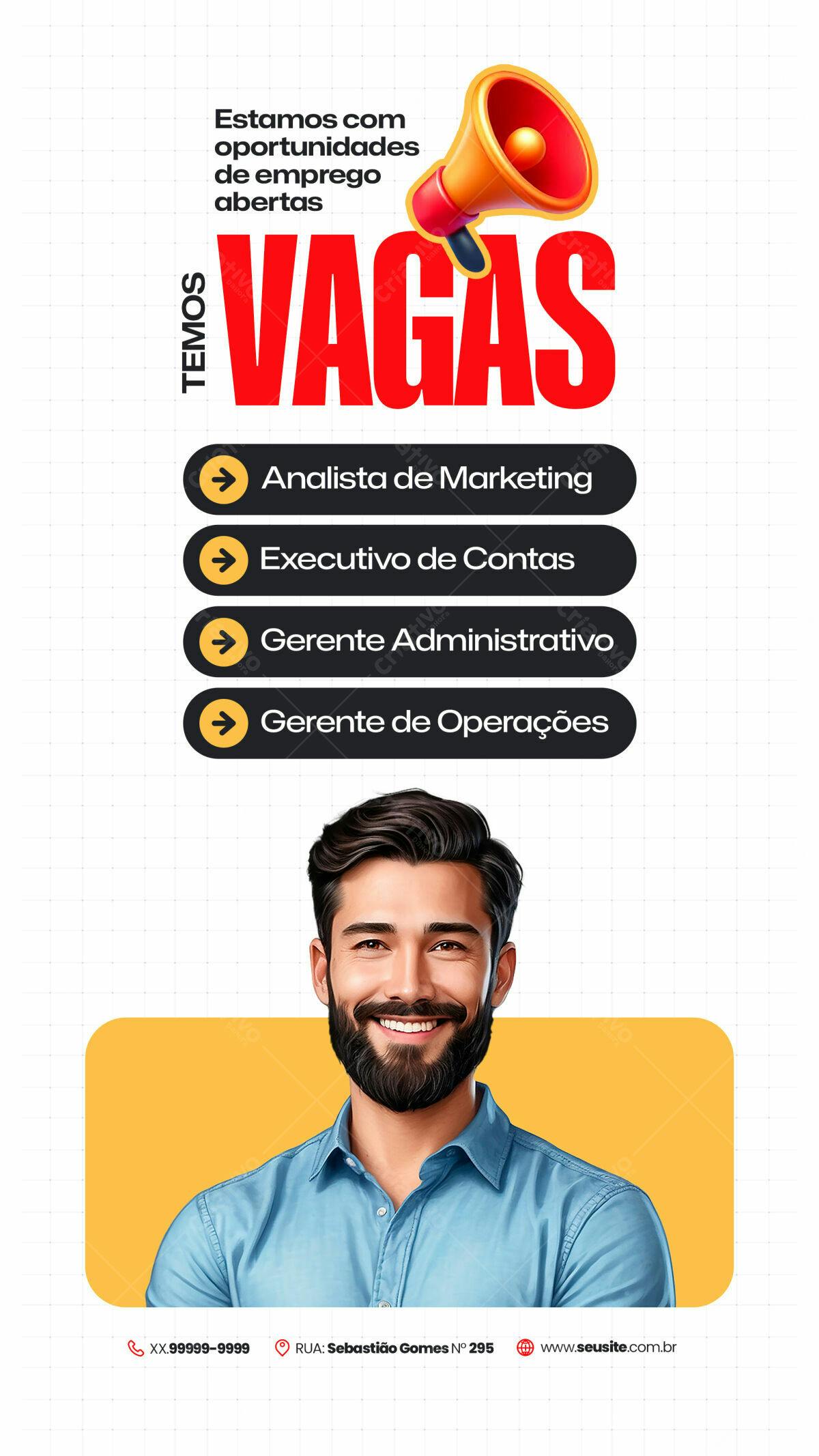 Flyer Vagas de Emprego PSD Editável