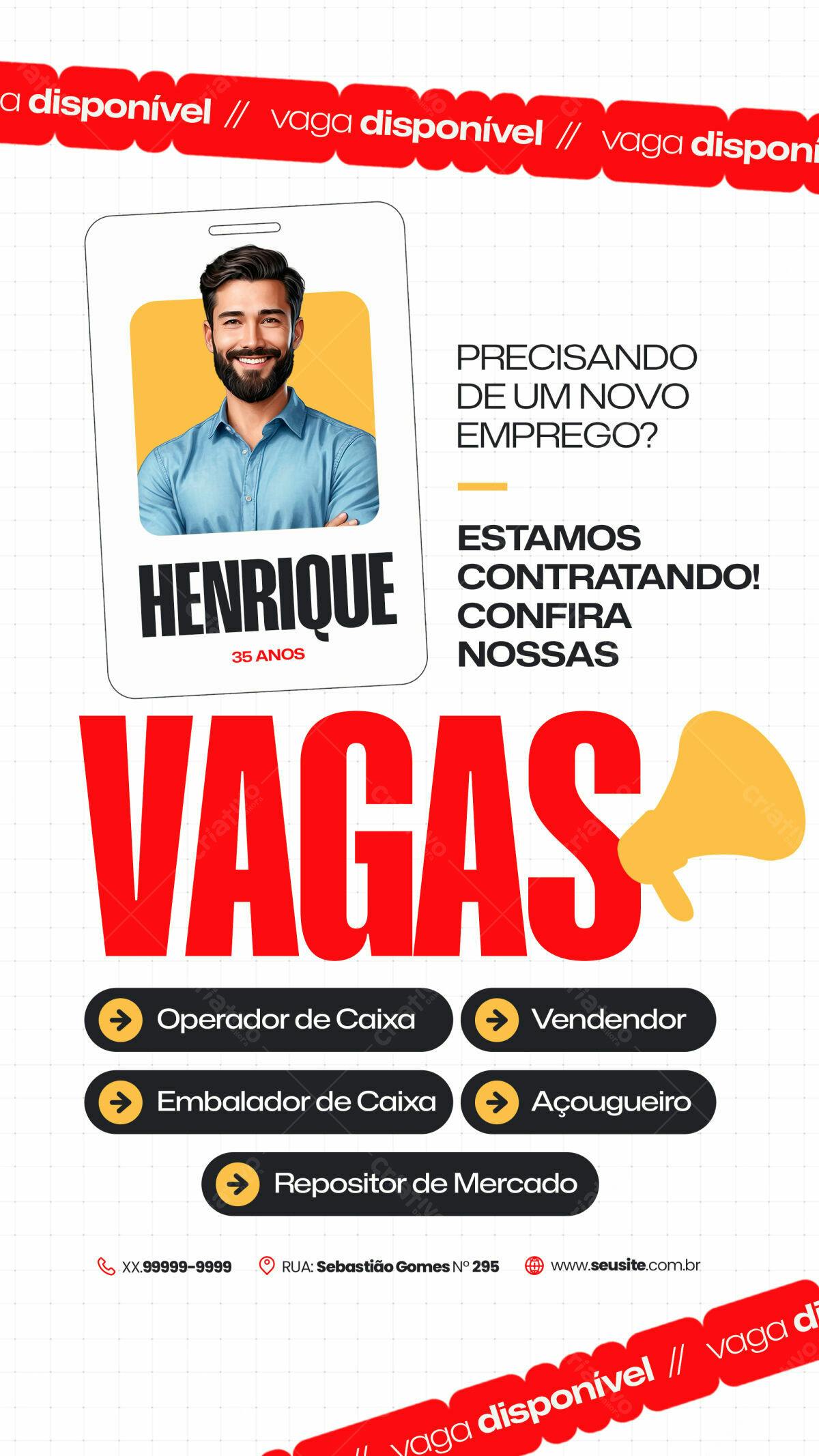 Flyer Vagas de Emprego PSD Editável