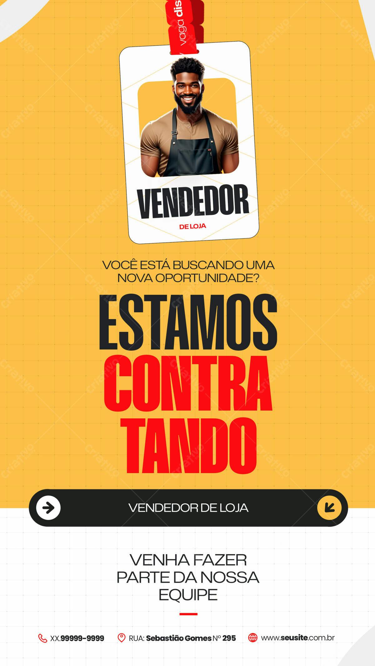 Crachá Vendedor de Loja PSD Editável