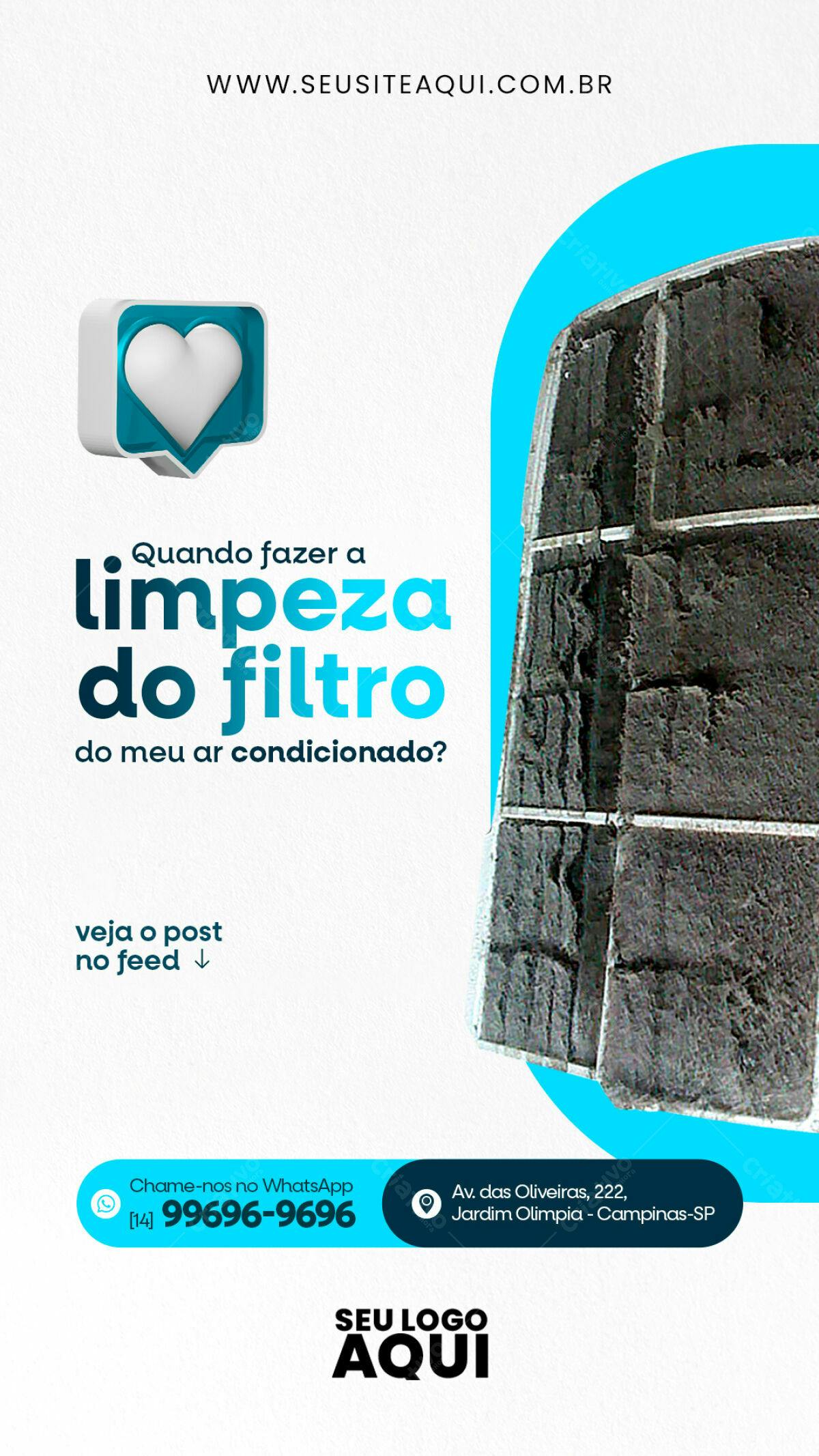 Post para Limpeza de Filtro de Ar Condicionado PSD Editável