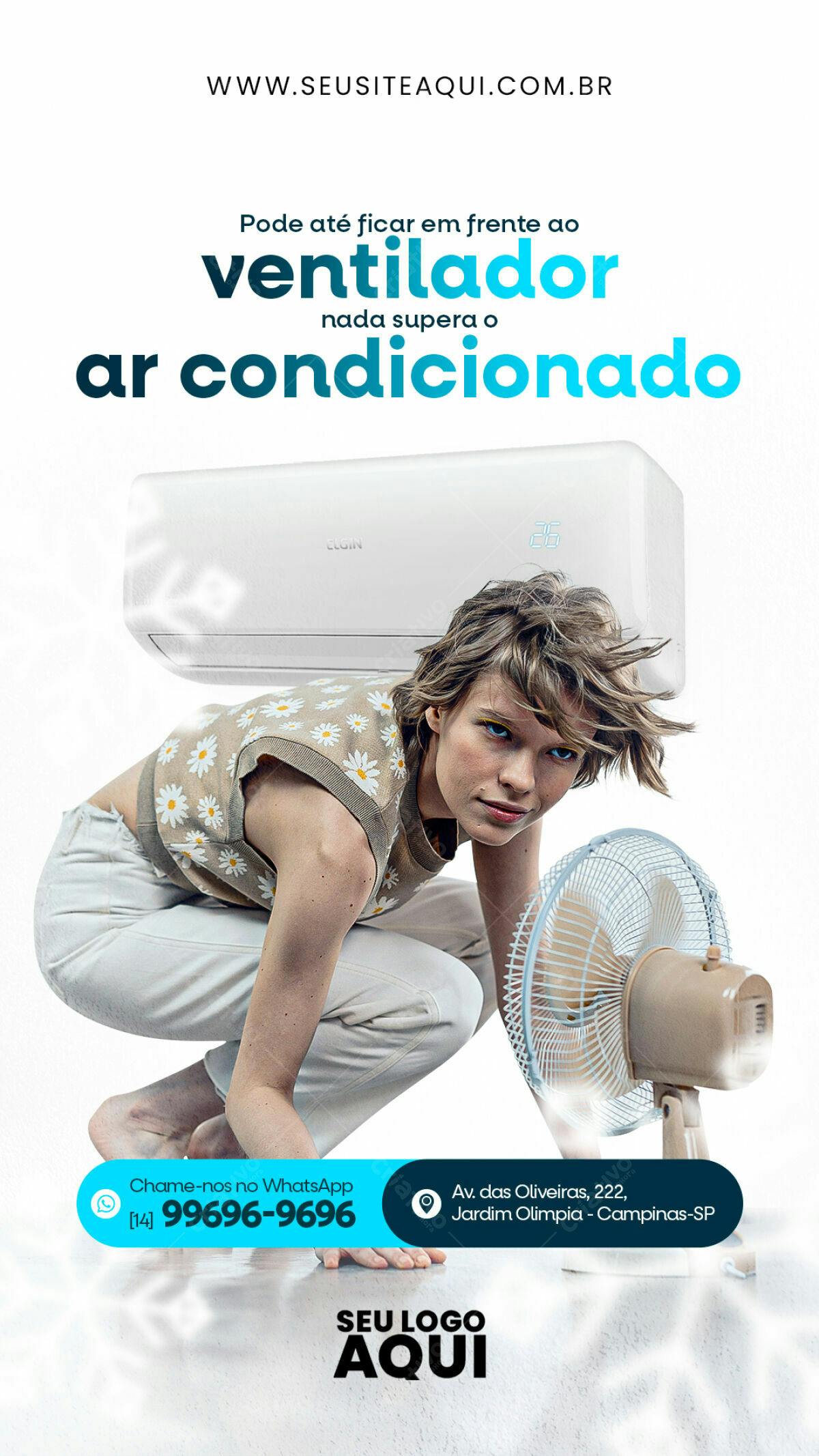 Flyer Ar Condicionado x Ventilador PSD Editável