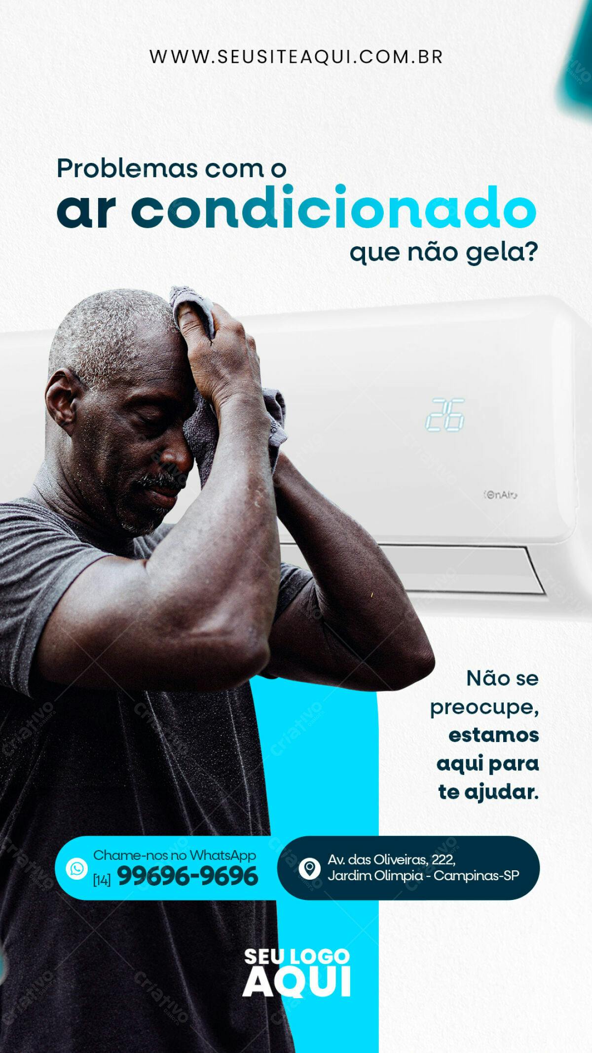 Flyer para Ar Condicionado Quebrado PSD Editável