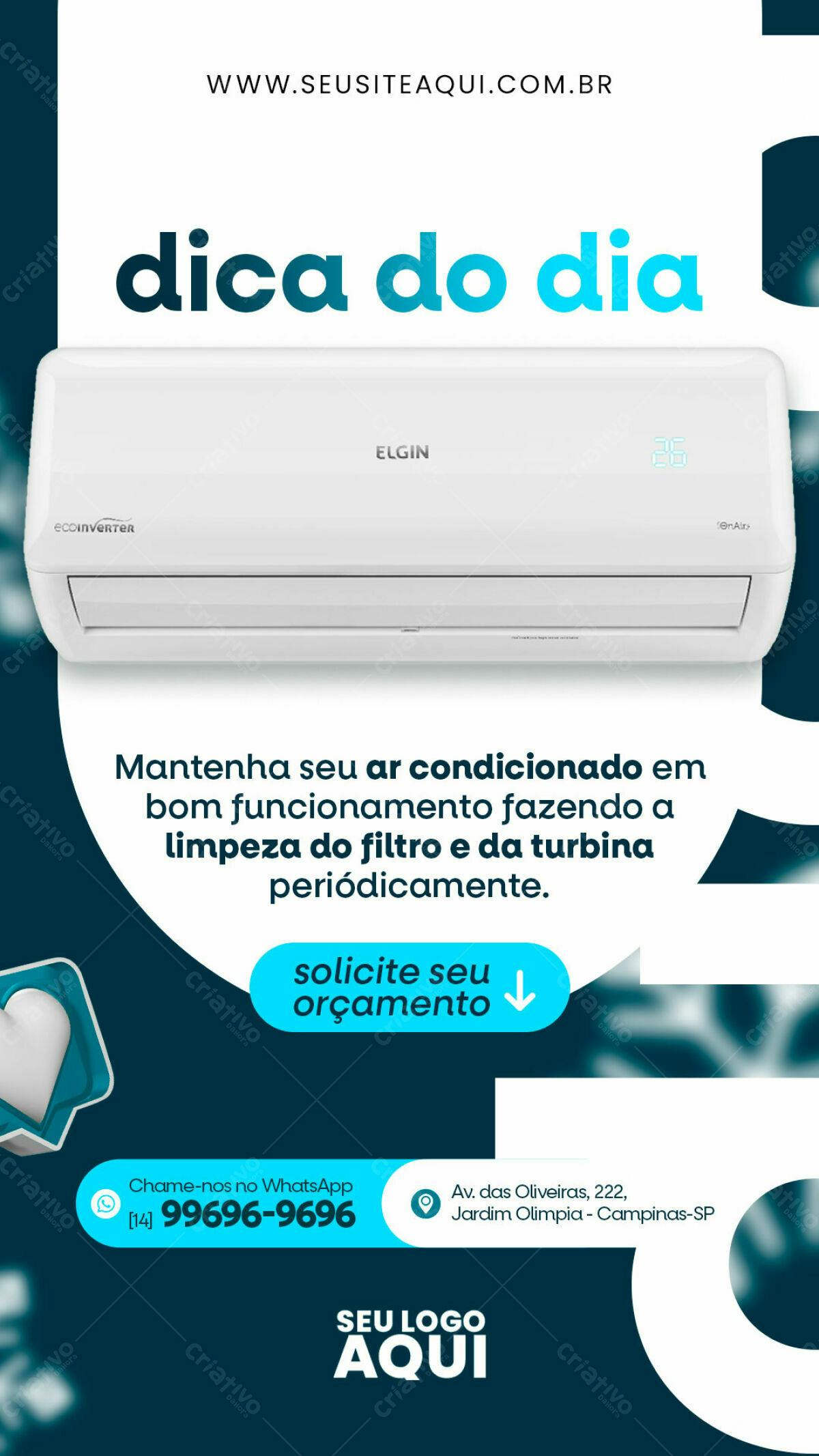 Postagem de Mídias Sociais para Ar Condicionado PSD Editável