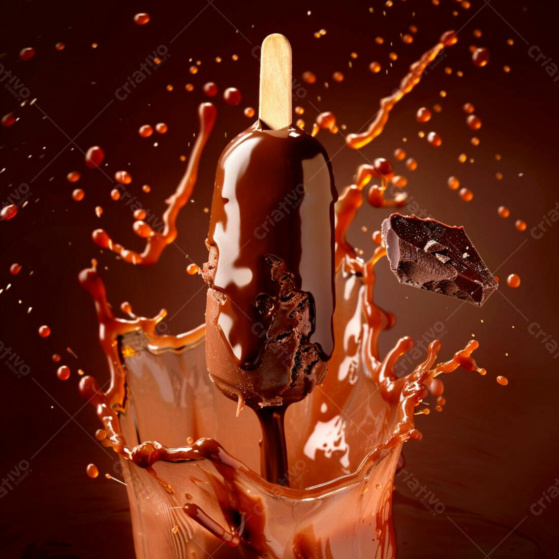 Picolé de chocolate mergulhado em calda