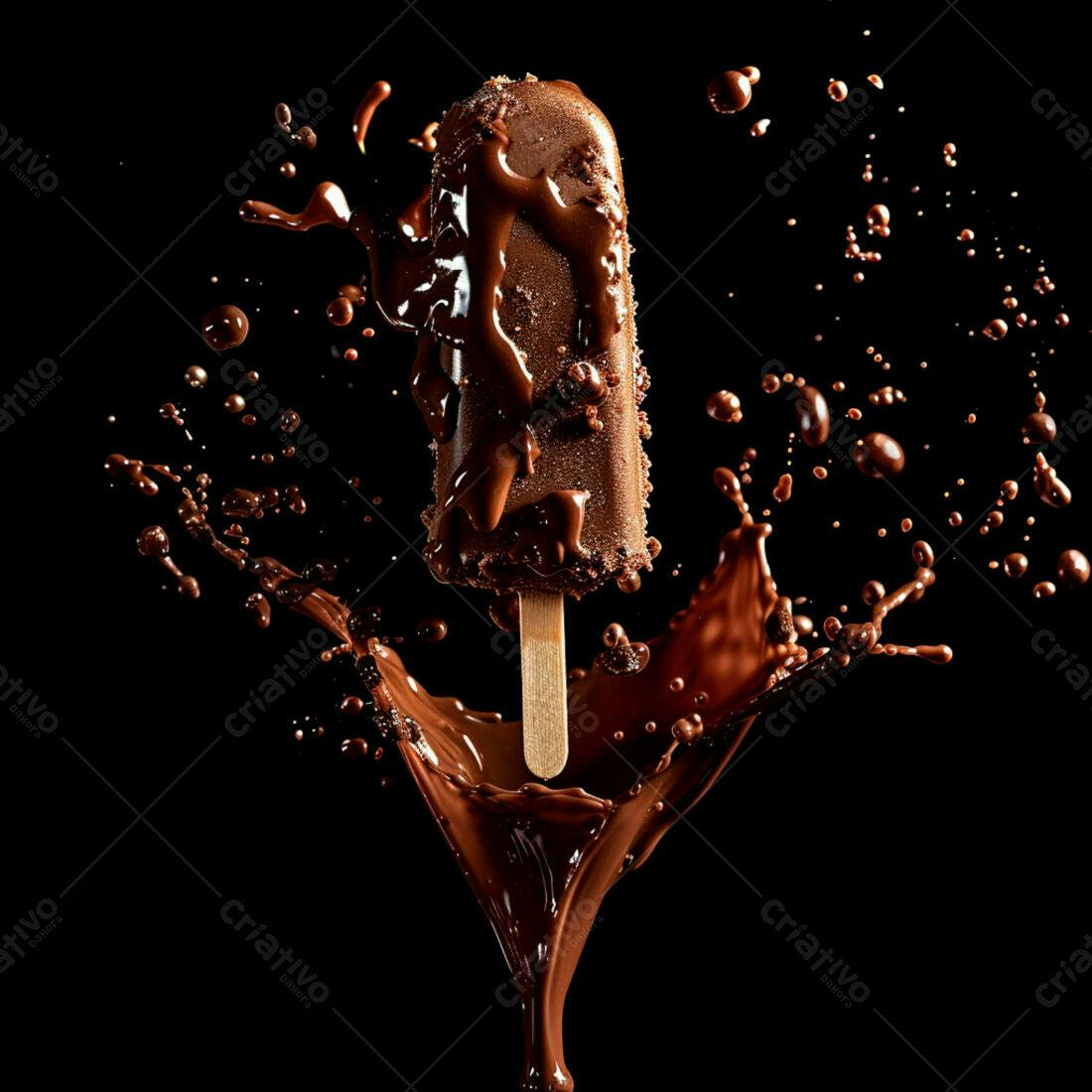 Picolé de chocolate mergulhado em calda