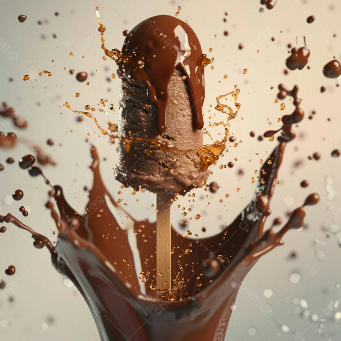 Picolé de chocolate mergulhado em calda