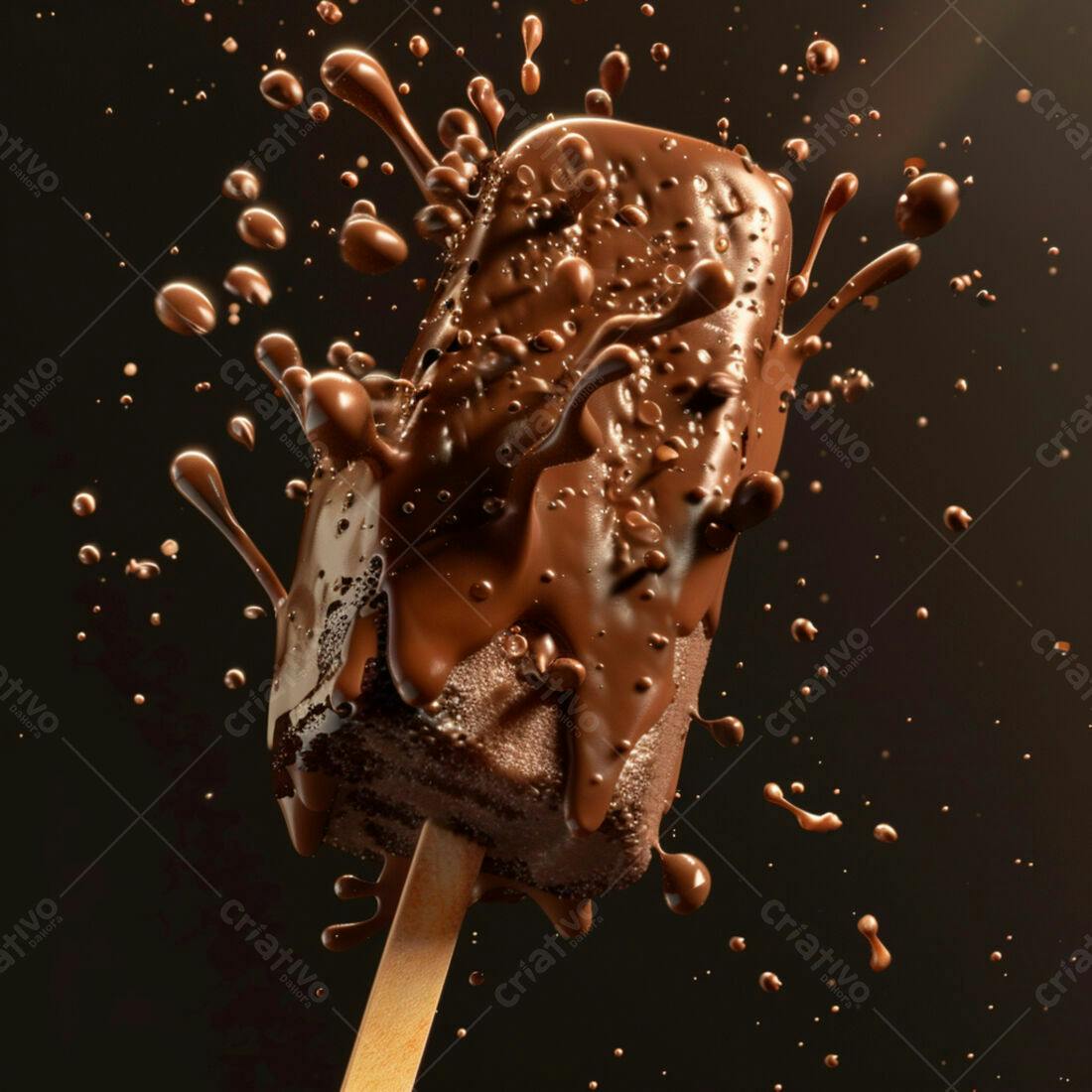 Picolé de chocolate derretido em movimento