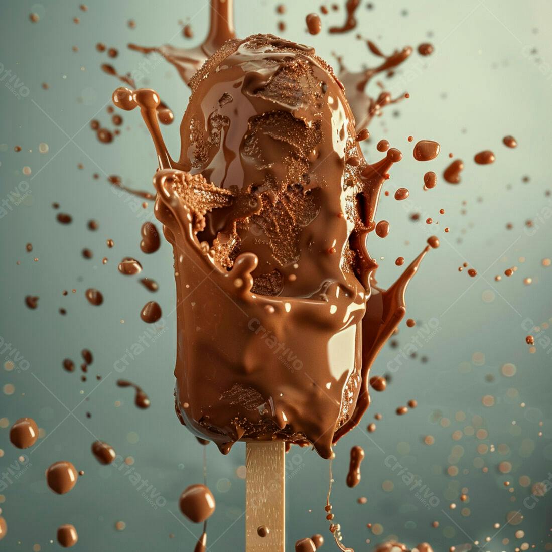 Picolé de chocolate derretendo em ação
