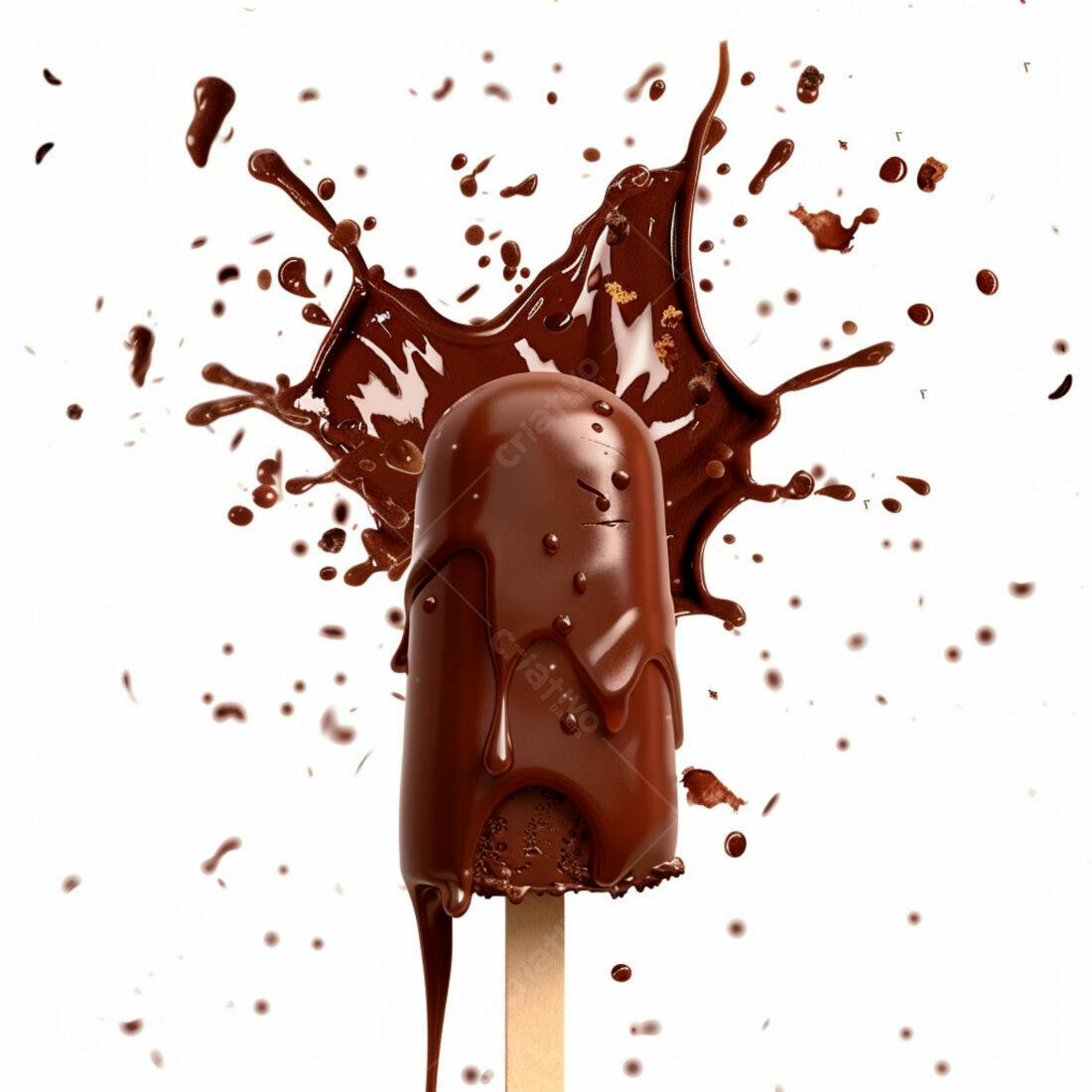 Picolé de chocolate derretido com respingos