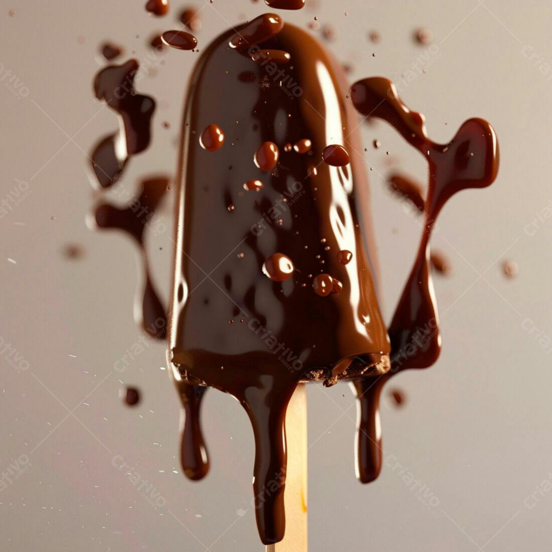 Picolé de chocolate derretendo