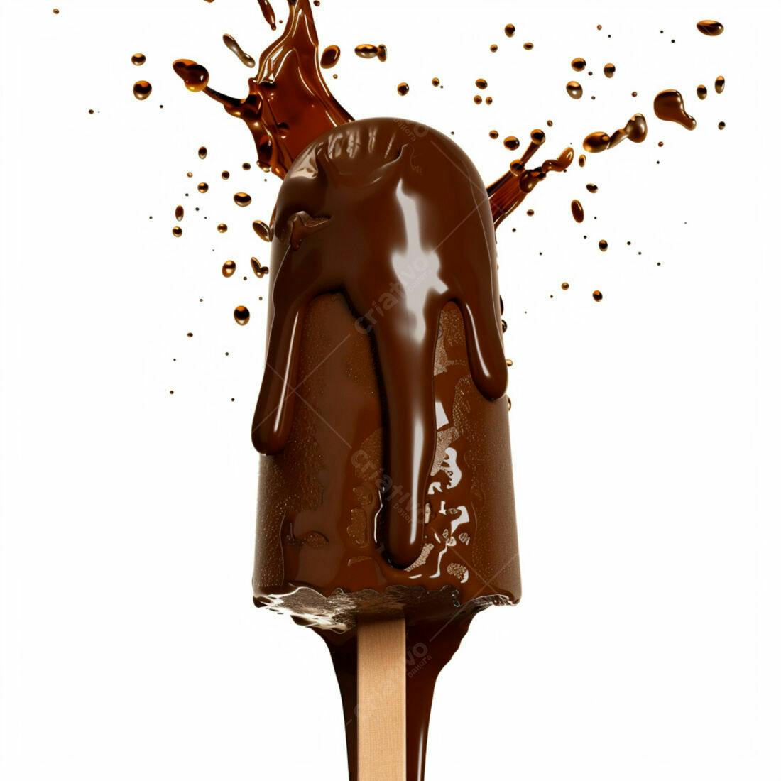 Picolé de chocolate derretido com calda