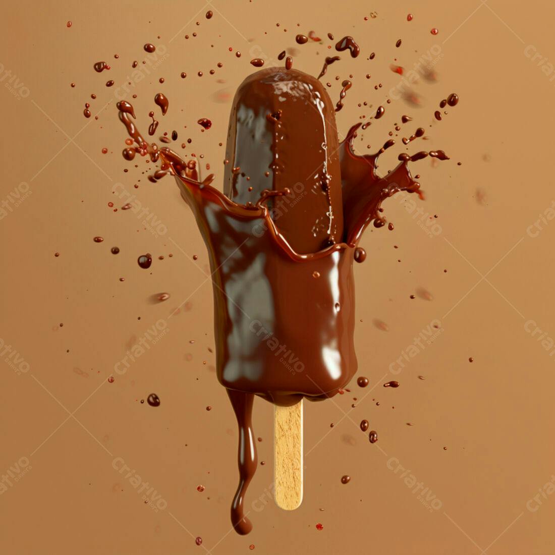Picolé de chocolate em splash