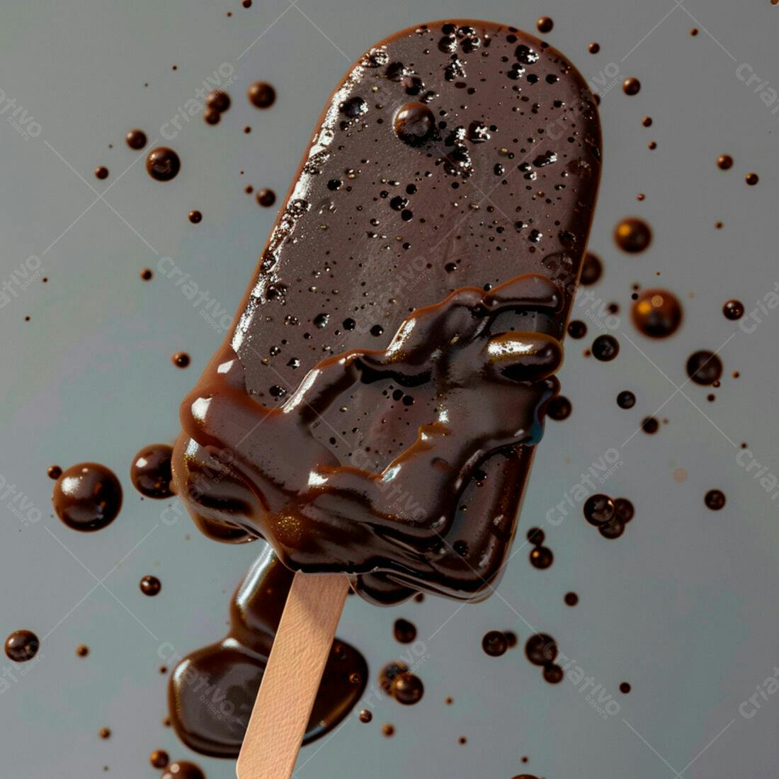 Picolé de chocolate derretendo