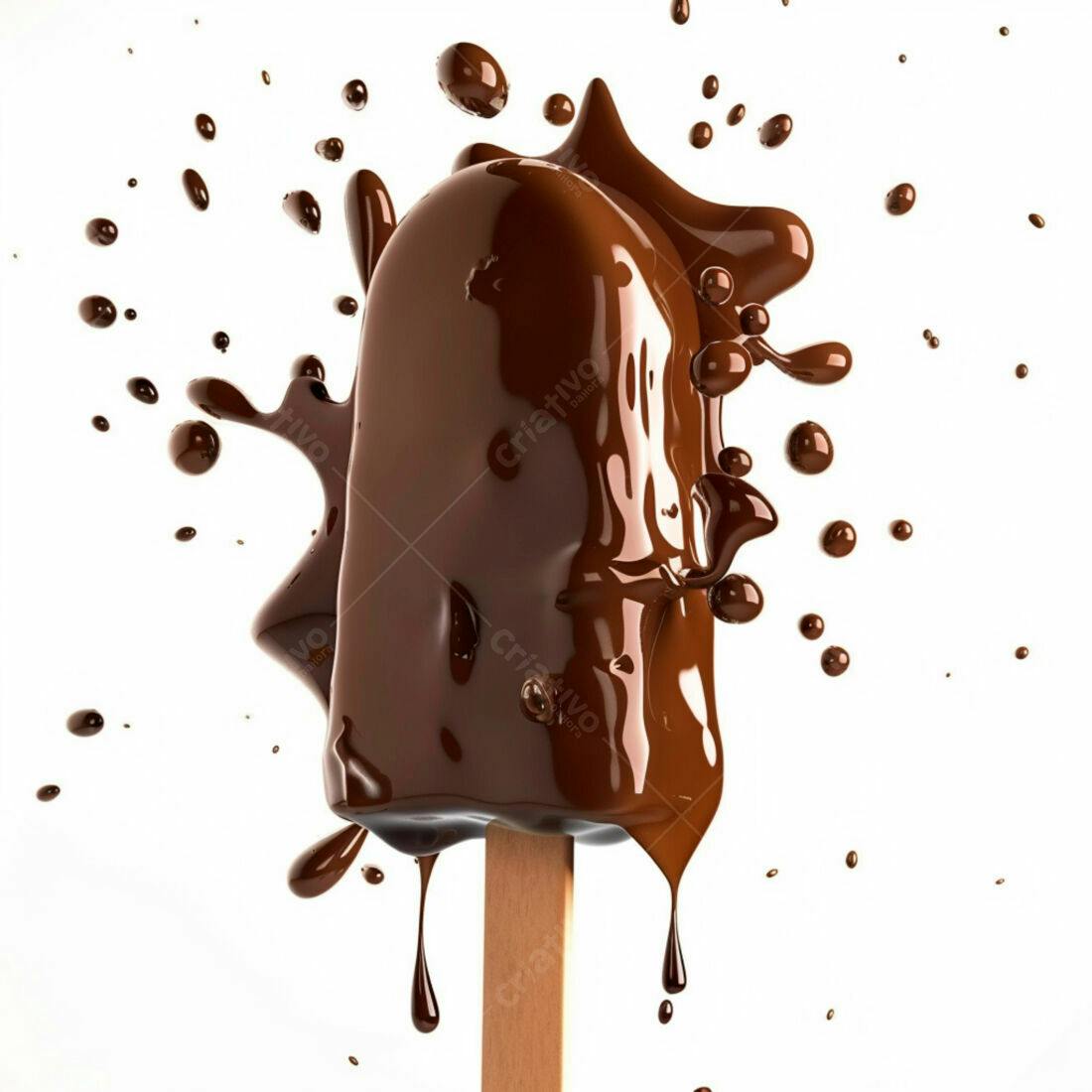 Picolé de chocolate derretido com respingos