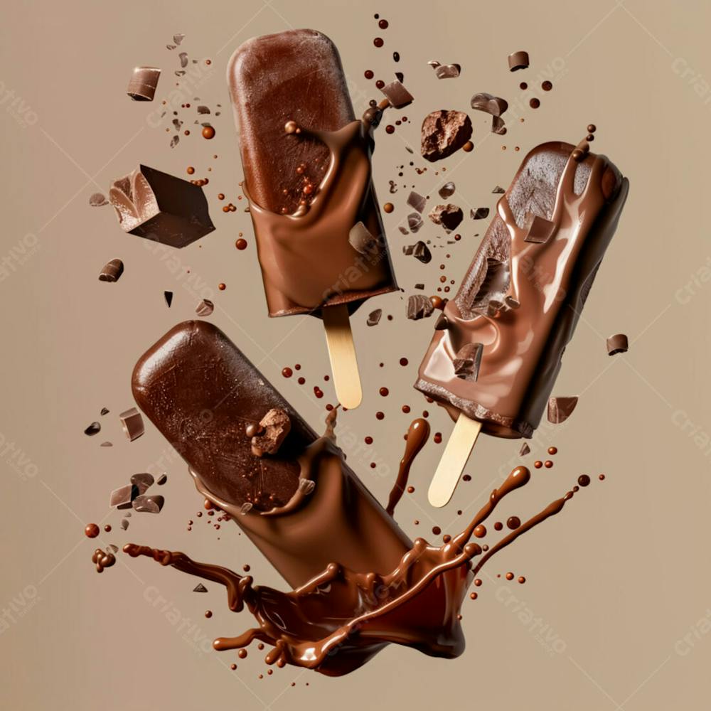 Picolé De Chocolate Com Pedaços De Chocolate 4