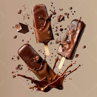 Picolé de chocolate com pedaços de chocolate 4