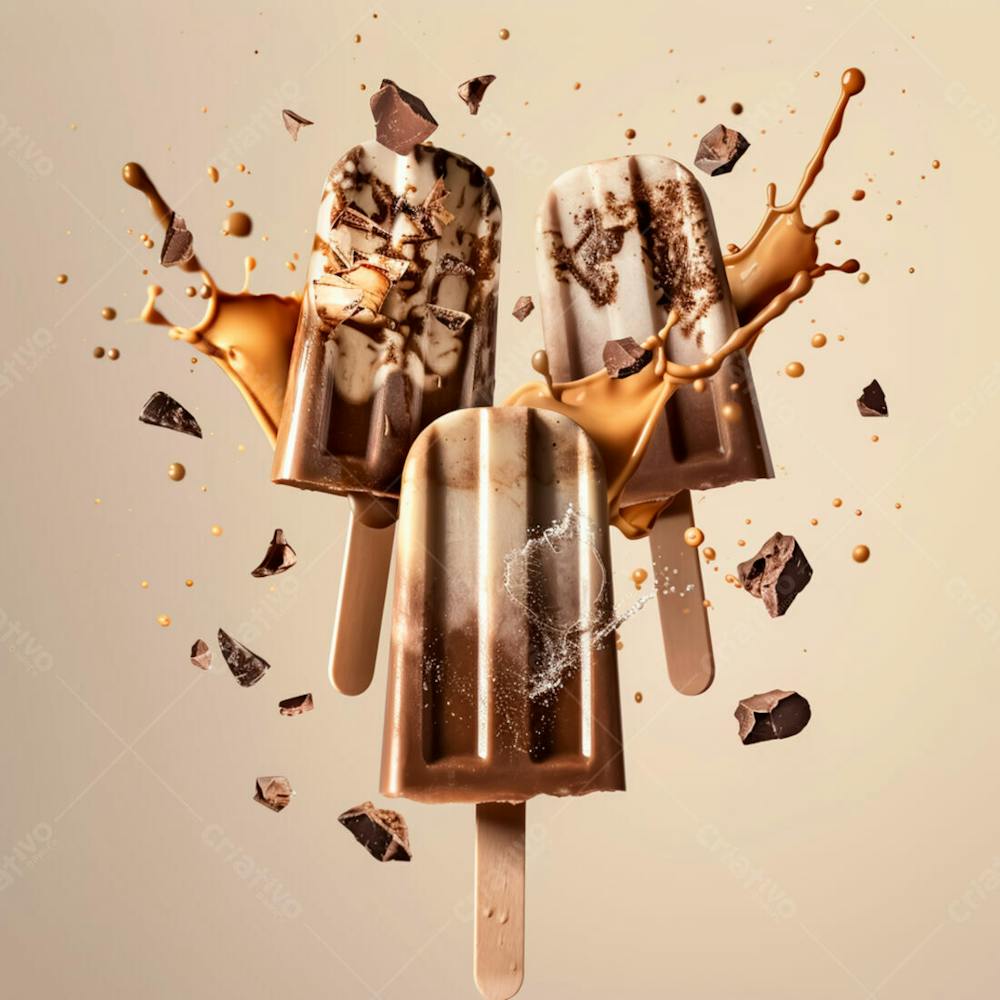 Picolé De Chocolate Com Pedaços De Chocolate 9