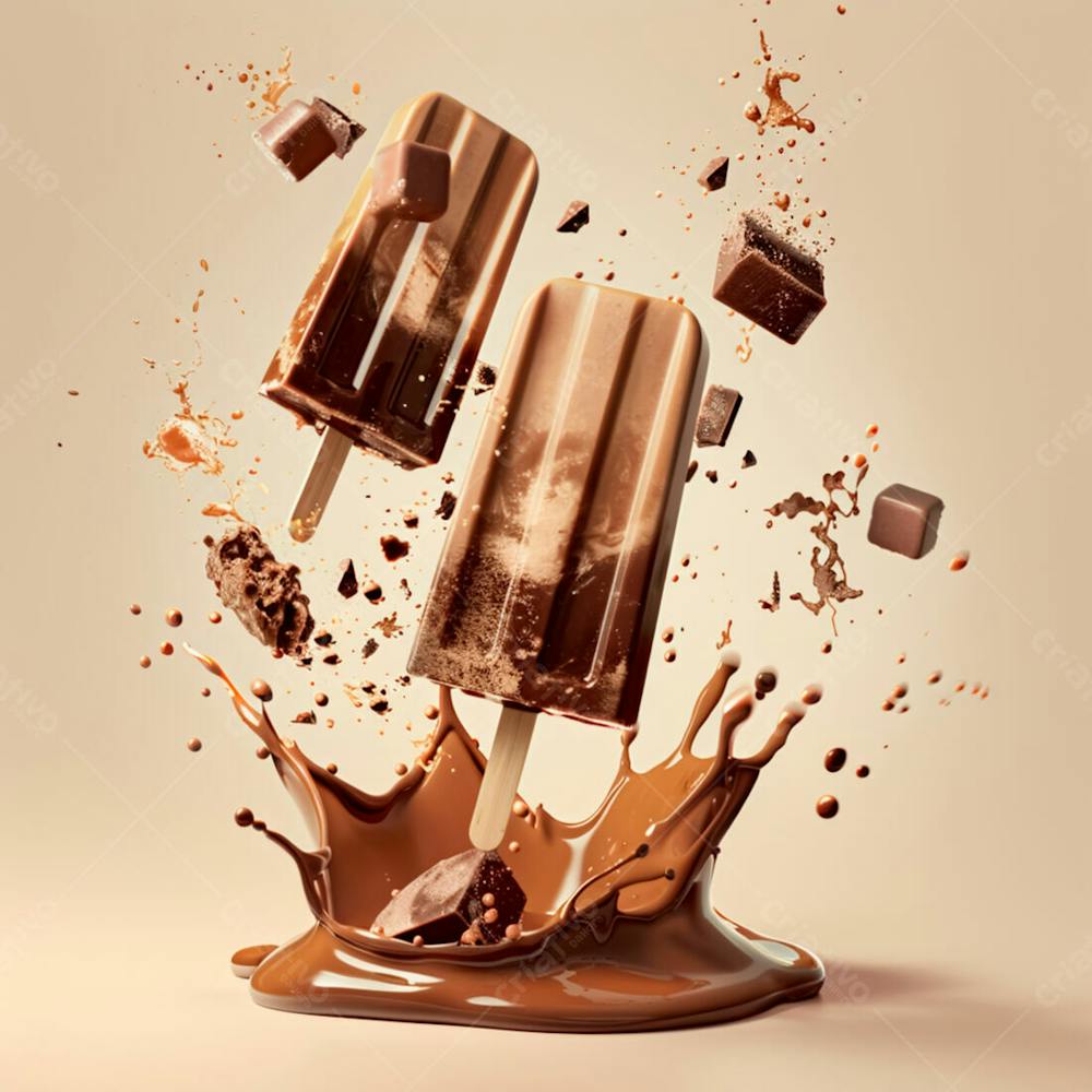 Picolé De Chocolate Com Pedaços De Chocolate 10