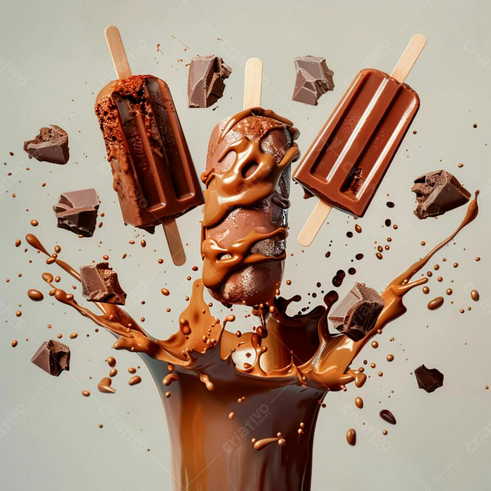 Picolé De Chocolate Com Pedaços De Chocolate 11