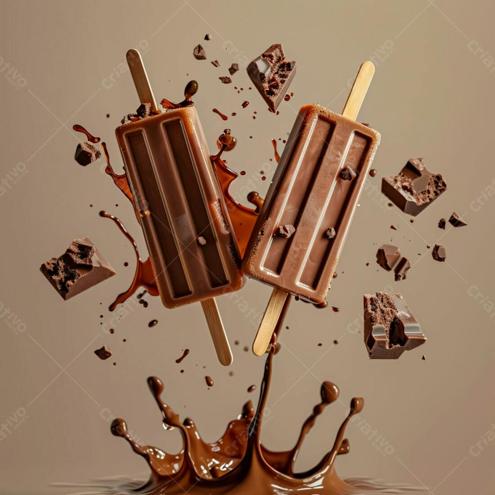 Picolé De Chocolate Com Pedaços De Chocolate 14