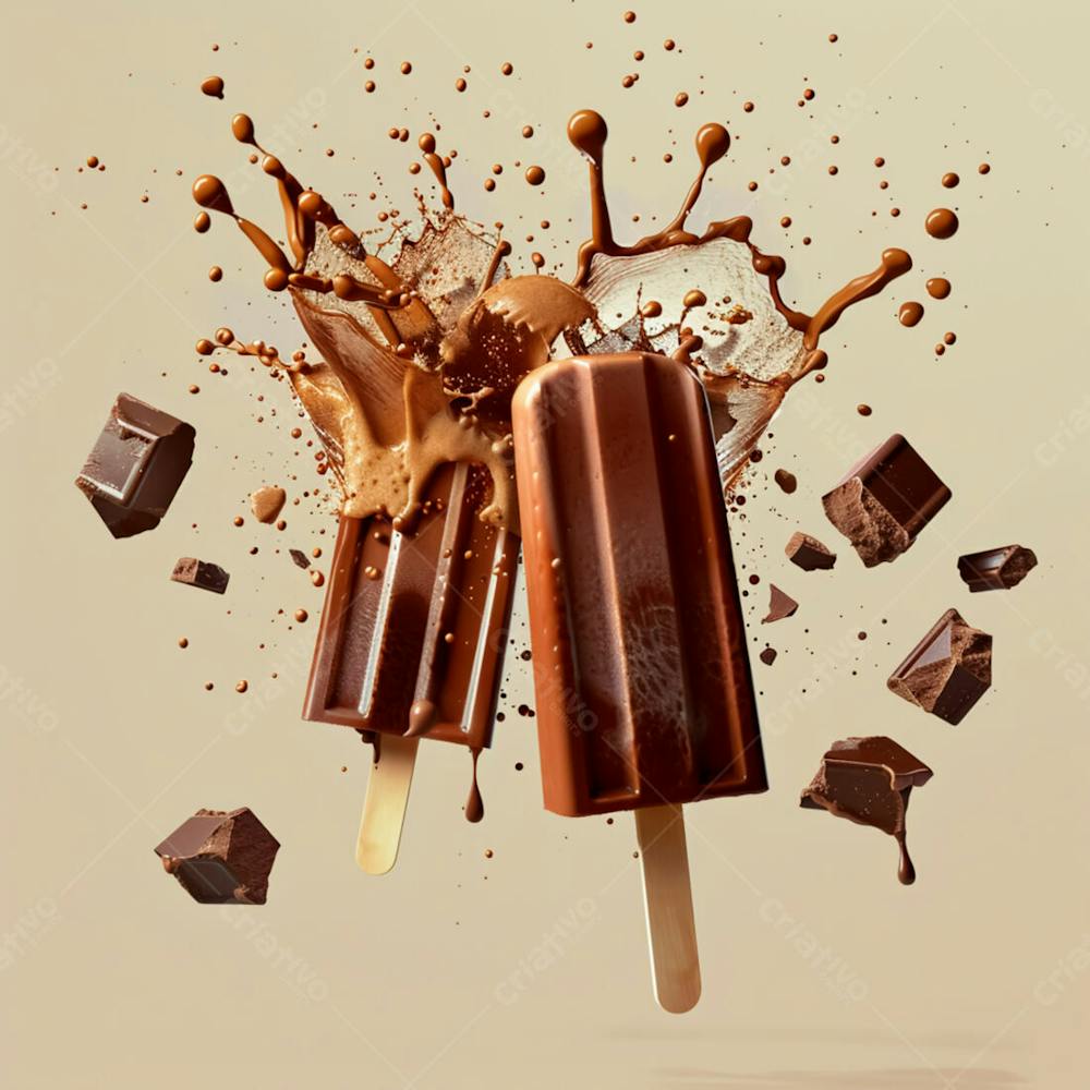 Picolé De Chocolate Com Pedaços De Chocolate 15