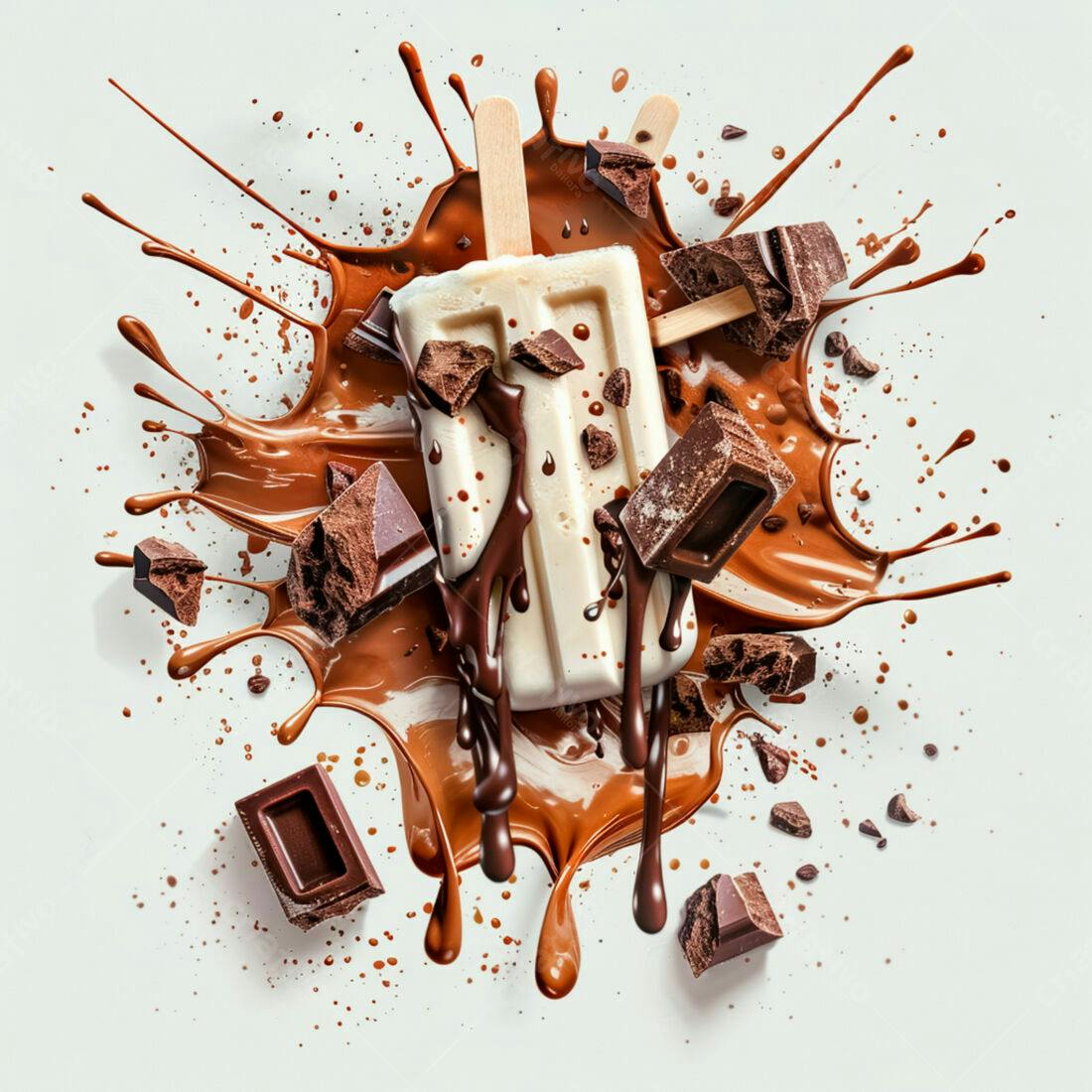 Picolé de chocolate derretido em explosão