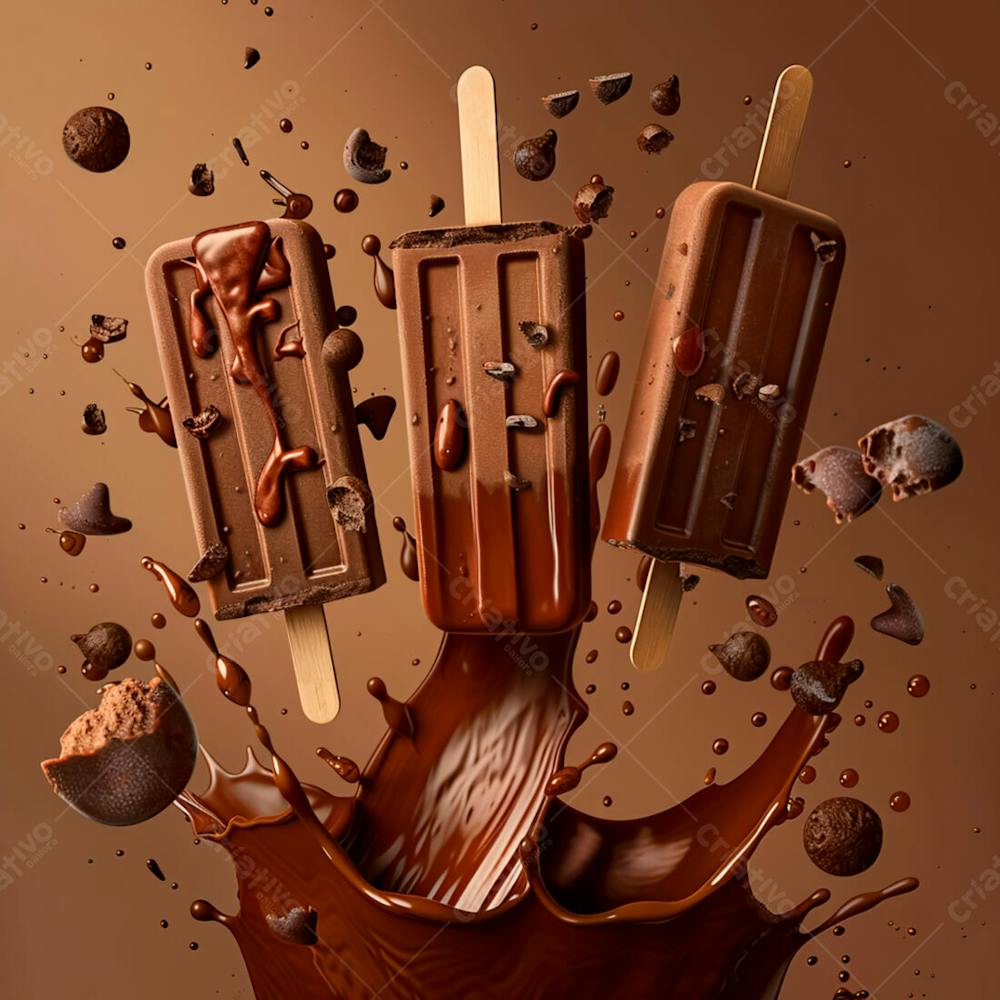 Picolé De Chocolate Com Pedaços De Chocolate 17