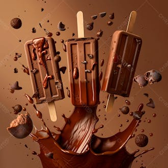 Picolé de chocolate com pedaços de chocolate 17