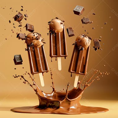 Picolé de chocolate com pedaços de chocolate 19