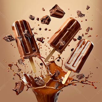 Picolé de chocolate com pedaços de chocolate 38