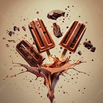 Picolé de chocolate com pedaços de chocolate 44
