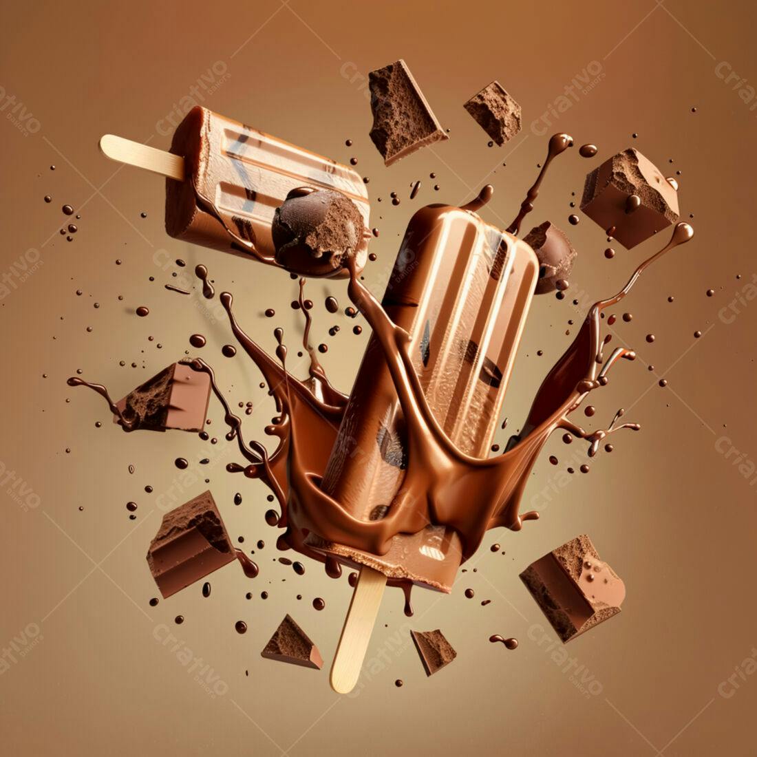 Picolé de chocolate em explosão