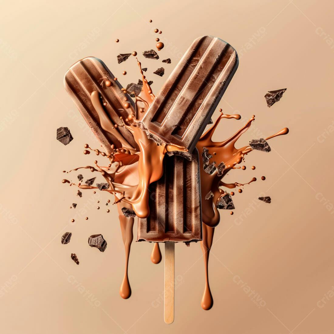 Picolé de chocolate em explosão