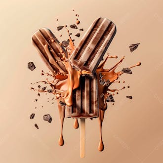 Picolé de chocolate com pedaços de chocolate 51