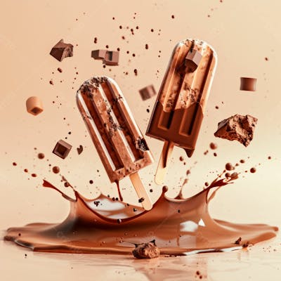 Picolé De Chocolate Com Pedaços De Chocolate 52