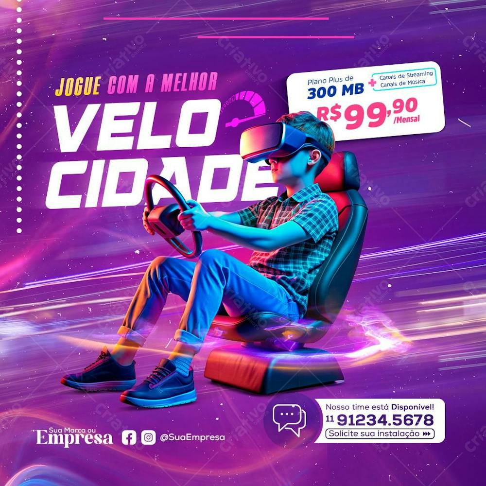 Rede Social Jogue a Melhor Velocidade internet provedor psd editável