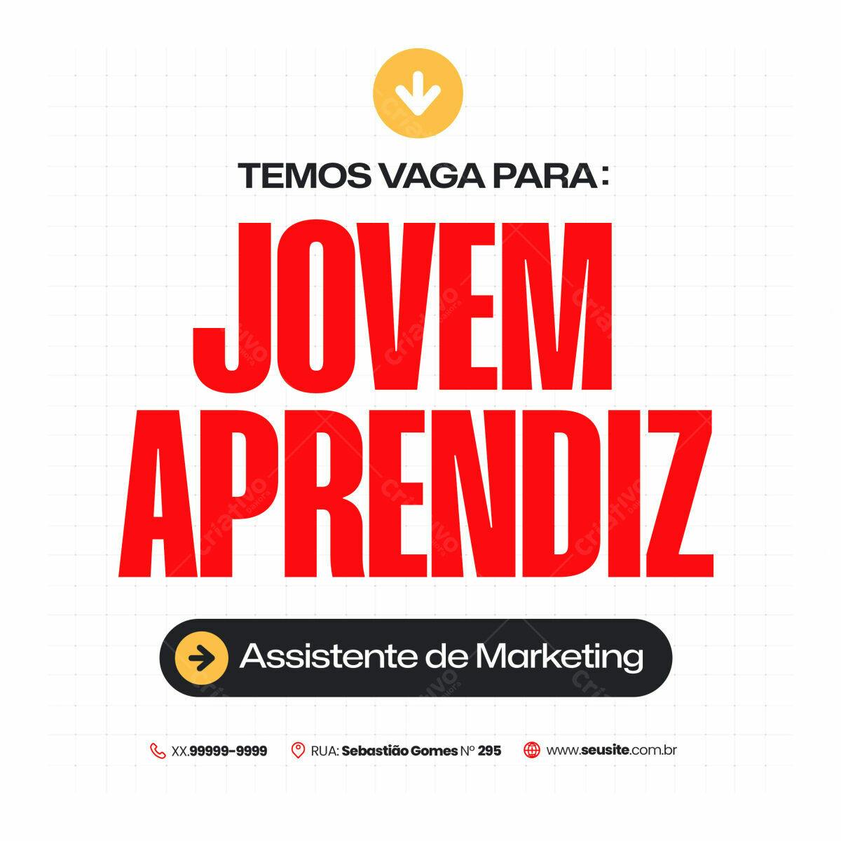 Postagem Vaga Jovem Aprendiz PSD Editável