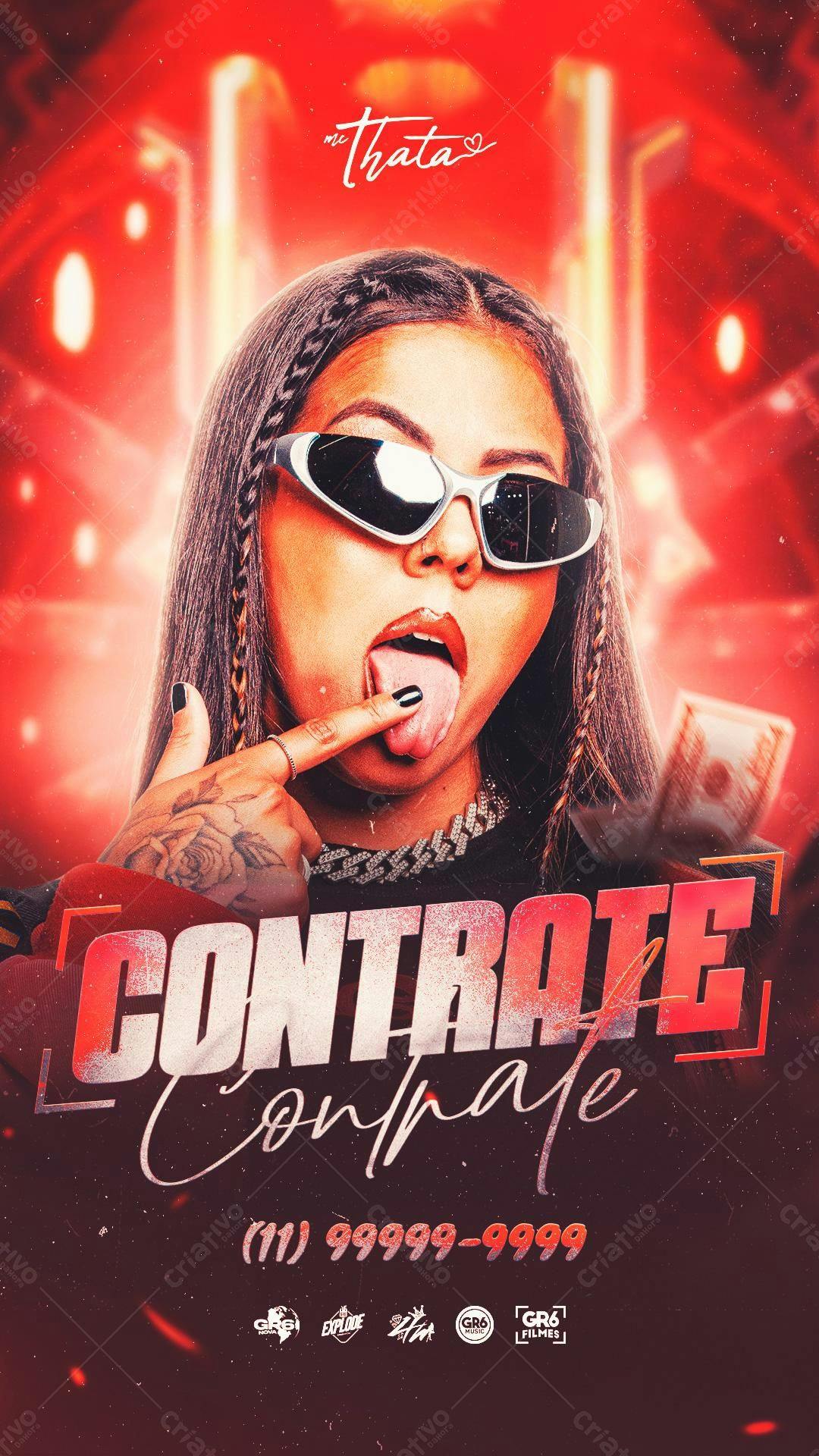 Flyer para Contratação de MC Thata PSD Editável